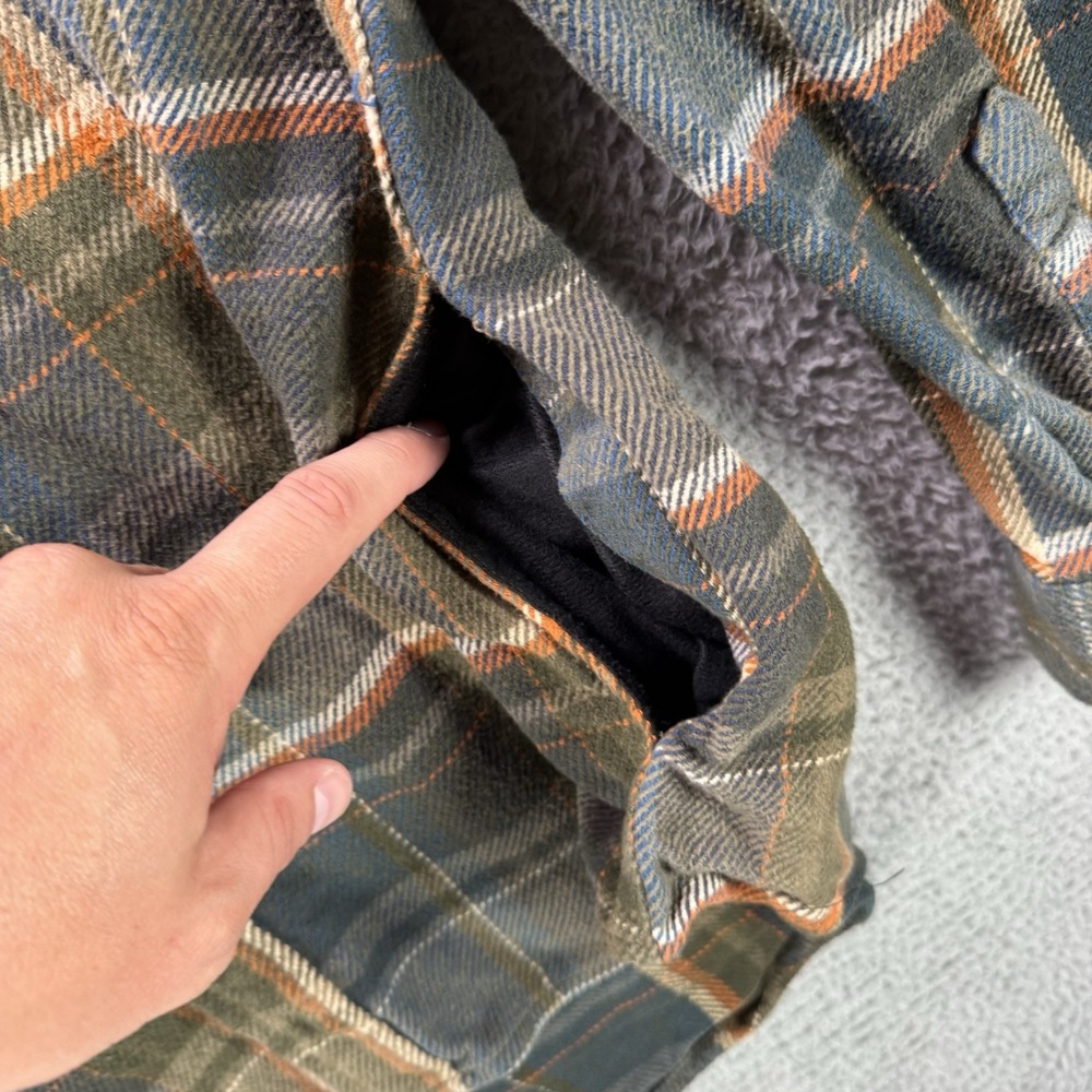 Orvis Flannel Shirt Mens Large Green Plaid Big Bear Shacket Pockets Heavyweight - Picture 4 of 13